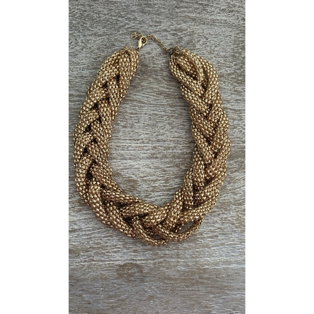 Chunky Gold Necklace Bib Multi Strand Beaded Braided Statement Boho Chic Bold